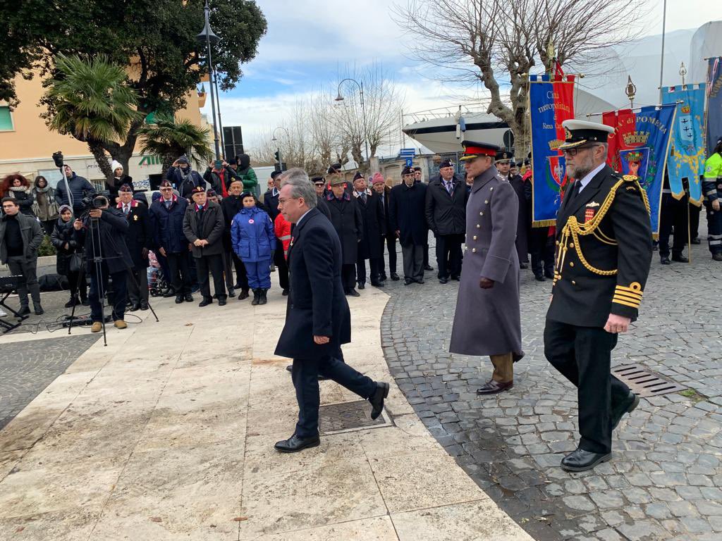 This morning at Anzio, I delivered a message from 101 year old Anzio veteran Harry Shindler OBE, much-loved in the town and who was not able to be there today. As Harry put it: ‘Now it is up to us to defend the freedom which was won with such great sacrifice.’ #Anzio1944