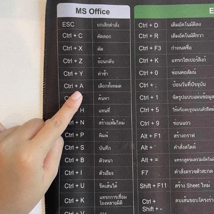 แผ่นรองเมาส์คีย์ลัดอันนี้ชอบมาก มีคีย์ลัดหลากหลายโปรแกรมทั้ง Excel Word Photoshop Pr Ae CAD มีให้เลือกหลายแบบเลยอะ กูน่าจะเจอสิ่งนี้ตั้งนานแล้ว มันดีมากอะ จำง่ายด้วย