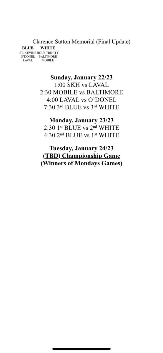 New Clarence Sutton Schedule!