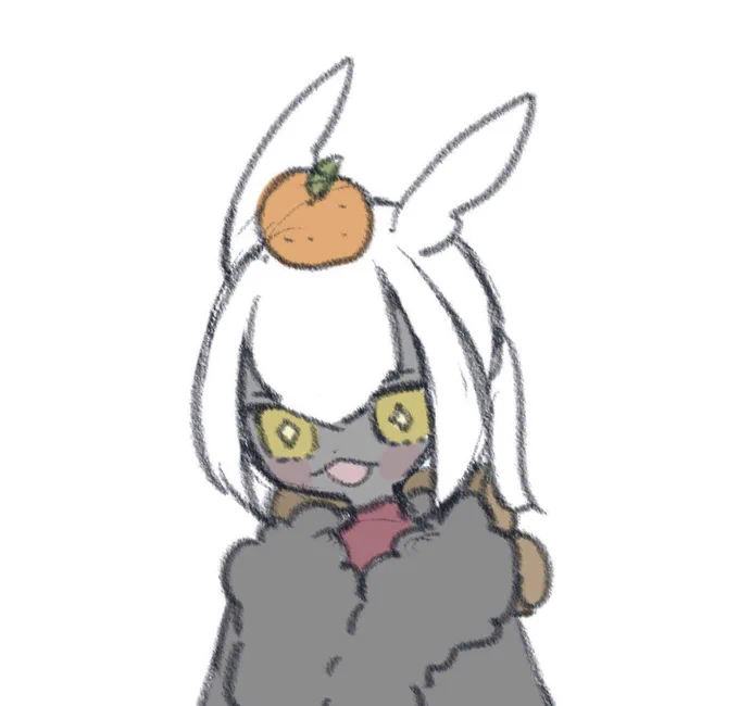 ミミズクさんもうさぎ耳も....なんか2本ぱやってるの描く時2本まとめて後ろに流しがち....... 