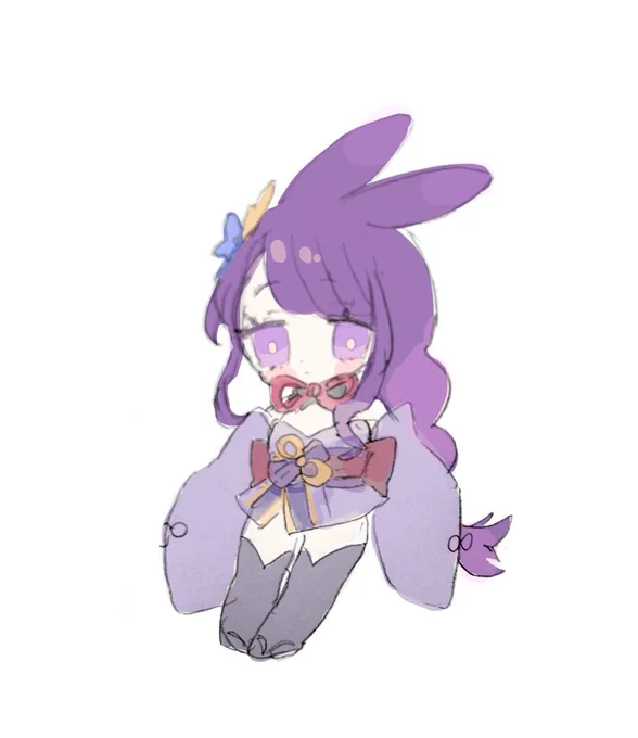 ミミズクさんもうさぎ耳も....なんか2本ぱやってるの描く時2本まとめて後ろに流しがち....... 