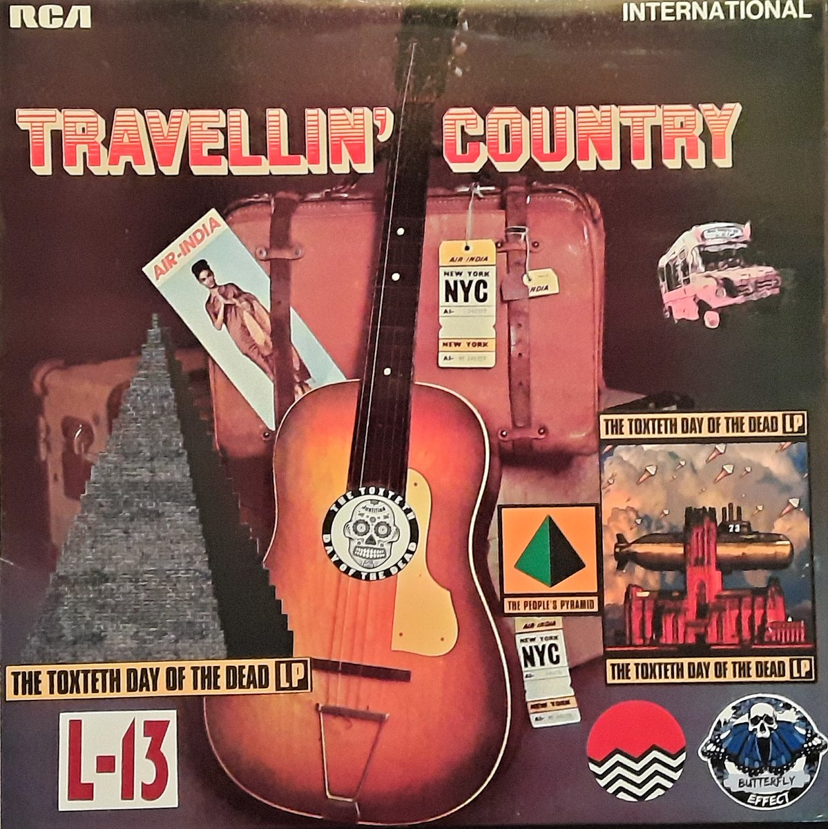 Lisa_Lovebucket's tweet photo. Toxteth Day of the Dead LP covers no30 and no31. 69 LPs - 23 red, 23 clear, 23 black. Vinyl hand-lathed by Bladud Flies! Bespoke artwork by Jimmy Cauty. Collaged covers by LLB. Released on Butterfly Effect Records. SOLD OUT. Digital release to follow #TDOTD https://t.co/TE9gNS2jDw