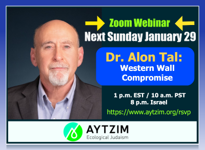 Aytzim's tweet photo. Join us next Sunday January 29: 1 p.m. EST / 10 a.m. PST / 8 p.m. Israel: Dr. Alon Tal will discuss the "Western Wall Compromise." For more information, and to RSVP: https://t.co/Nff2J3H5k3 @Aytzim @EcoJewsOfTheBay @ecodave https://t.co/2ZlK9fElpT

— Jewcology (@jewcology) Jan…