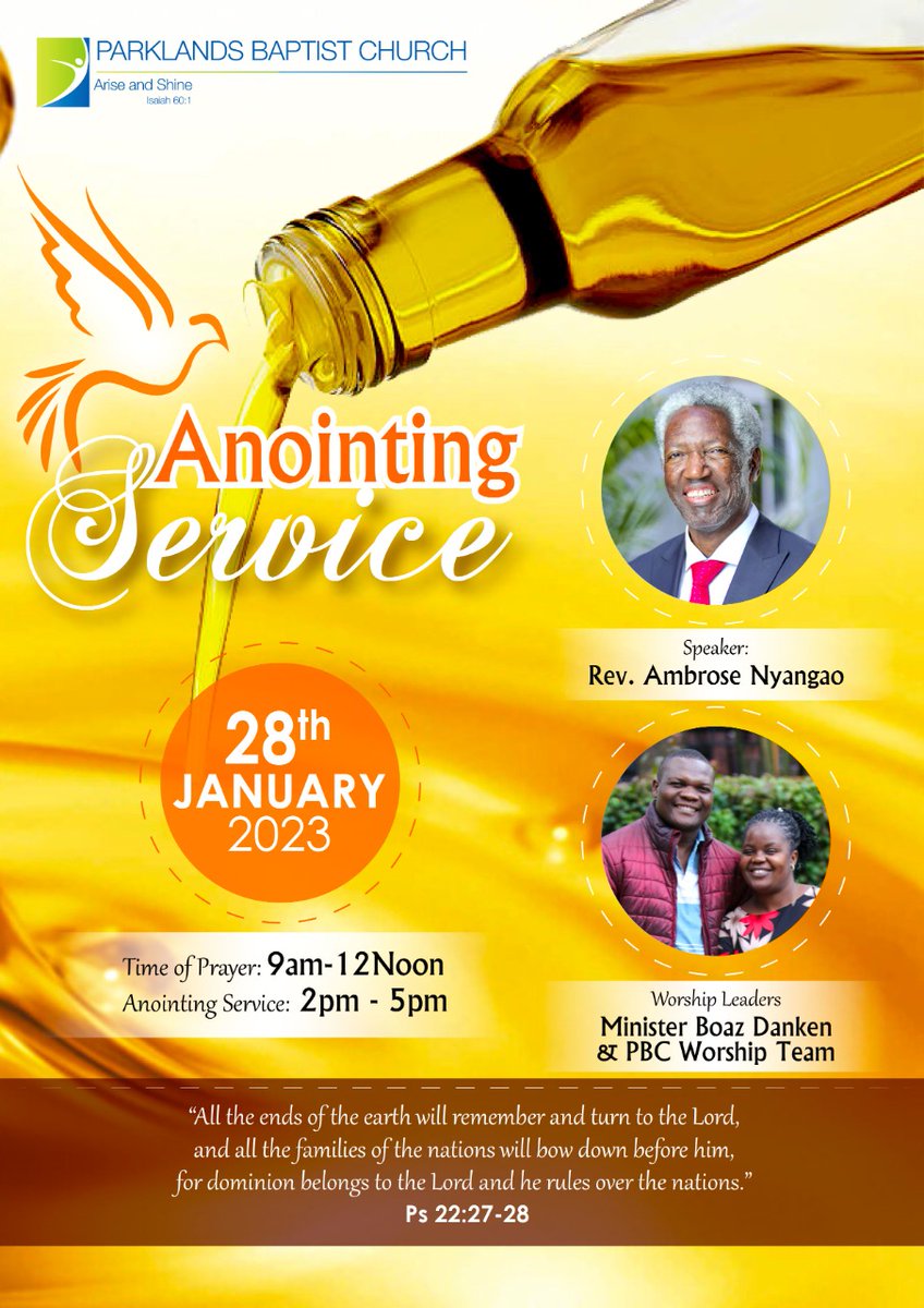ParkieBaptist's tweet photo. Parklands Baptist Westlands invites you to our anointing service, next Saturday.
The service starts at 2pm.
Karibuni nyote!
@Pastor_Ambrose
#EmpoweredVision
#refocusedperception
#TheYearofTheLordsEmpoweredWorldChangers
#TYOTLEWC https://t.co/FoDAksJodY