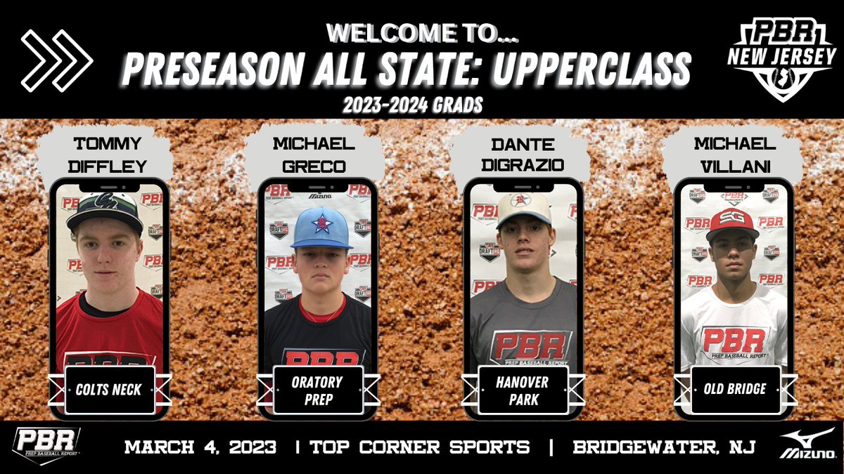 PrepBaseballNJ's tweet photo. Preseason All State: Upperclass ('23-'24s)

Please welcome: 
✅ Tommy Diffley (Colts Neck)
✅ Michael Greco (Oratory Prep)
✅ Dante DiGrazio (Hanover Park)
✅ Michael Villani (Old Bridge)

Show off your off-season gains 💪

Request your spot ➡️ https://t.co/2L29rGMfSO https://t.co/X2NBZi01U6