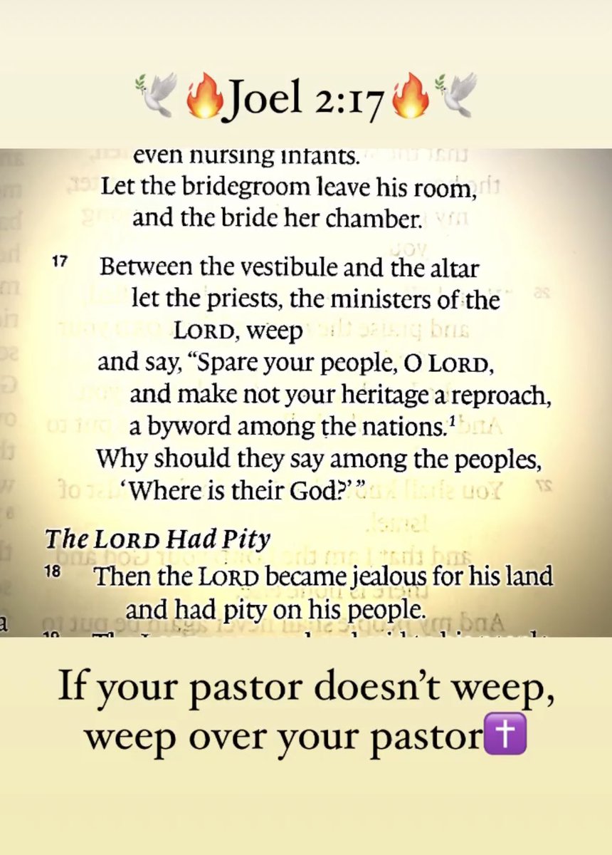 Firelight_Min's tweet photo. IF YOUR PASTOR DOESN’T WEEP, WEEP OVER YOUR PASTOR✝️ #Amen #GodBless #GodIsGood https://t.co/31n2CfcJFT