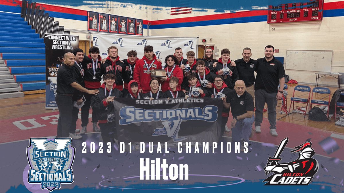 HiltonCadets's tweet photo. Your @SecVWrestling Section V Division 1 Dual Meet Champion @HiltonWrestle! See @NYSPHSAA State Dual Meet Championship Schedule next Saturday in Syracuse! #GoCadets https://t.co/KV25APo6Wq