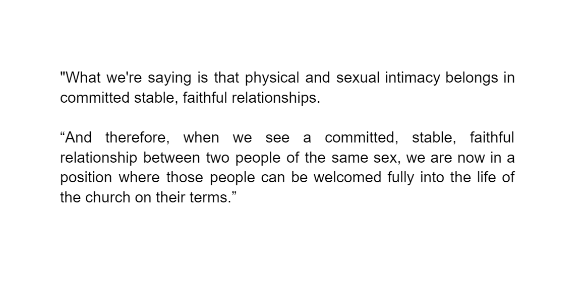 kayaburgess's tweet photo. Archbishop of York gave much clearer indication to @BBCR4Sunday this morning that gay sex is no longer to be considered sinful by the Church of England, now that gay couples can come for blessing.

He said: https://t.co/oTwK684sIV