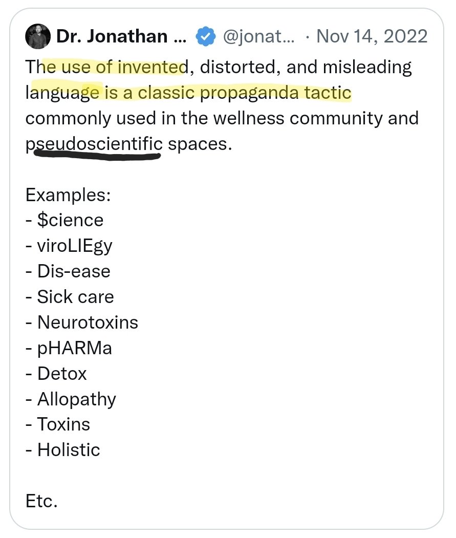 dr_handler's tweet photo. @WashburneAlex 🎯"if there is such a thing"🎯

"The use of invented... language is a classic propaganda tactic" of #antiscience, #pseudoscientific #denialists polluting our #infosphere. #CriticalIgnoring, #disinfoInnoculation and #prebunking can help fight #misinfo and #scientificmemecontent. https://t.co/y45a3oWfaX