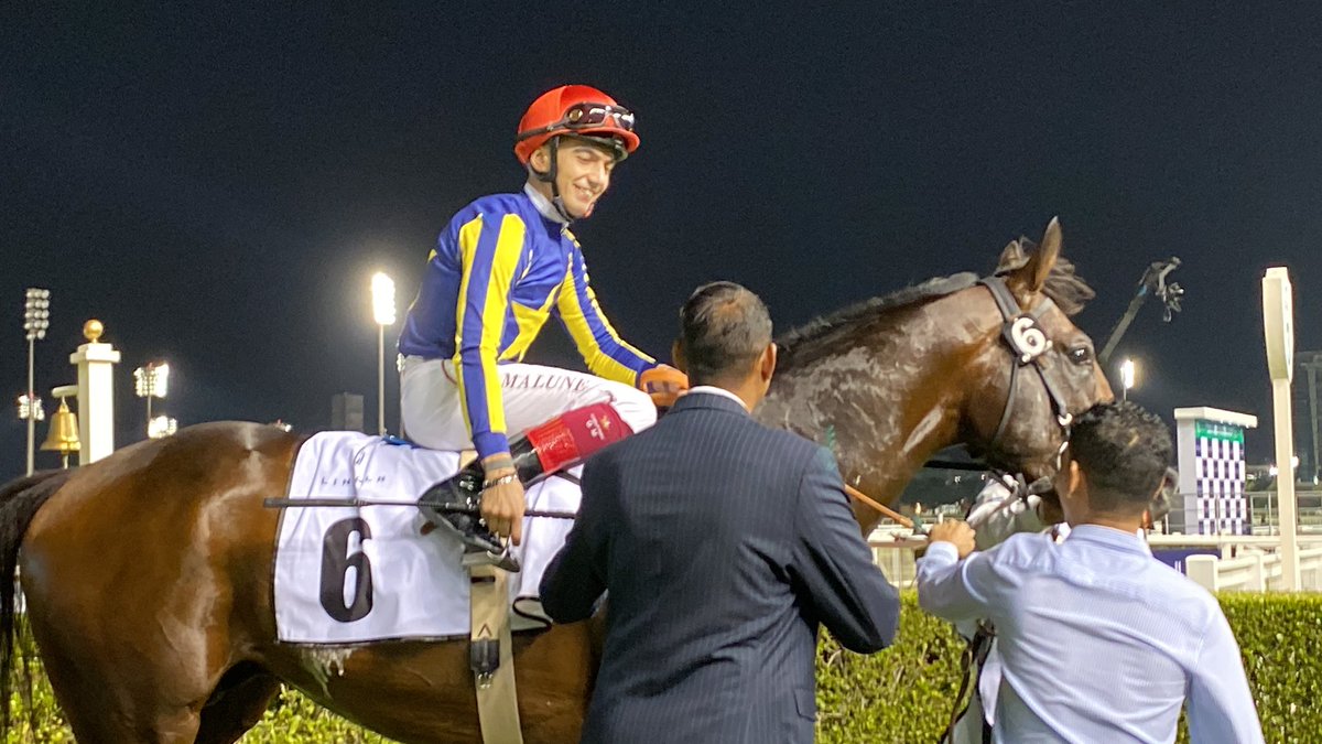 First UAE win for one of the top riders in Italy and a young, improving talent. Had an Al Ain win taken away last year due to a post-race positive and very much deserved today. Rides out in the mornings for Saeed bin Suroor. You love to see it. Well done, my friend! 🙌🏻