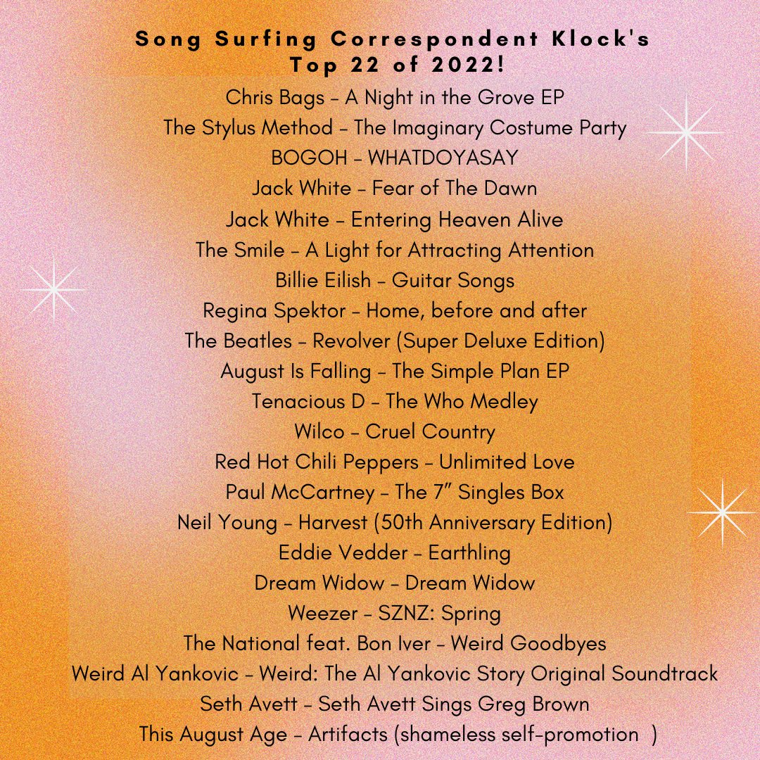Song Surfing Correspondent Klock's Top 22  #musicpodcast