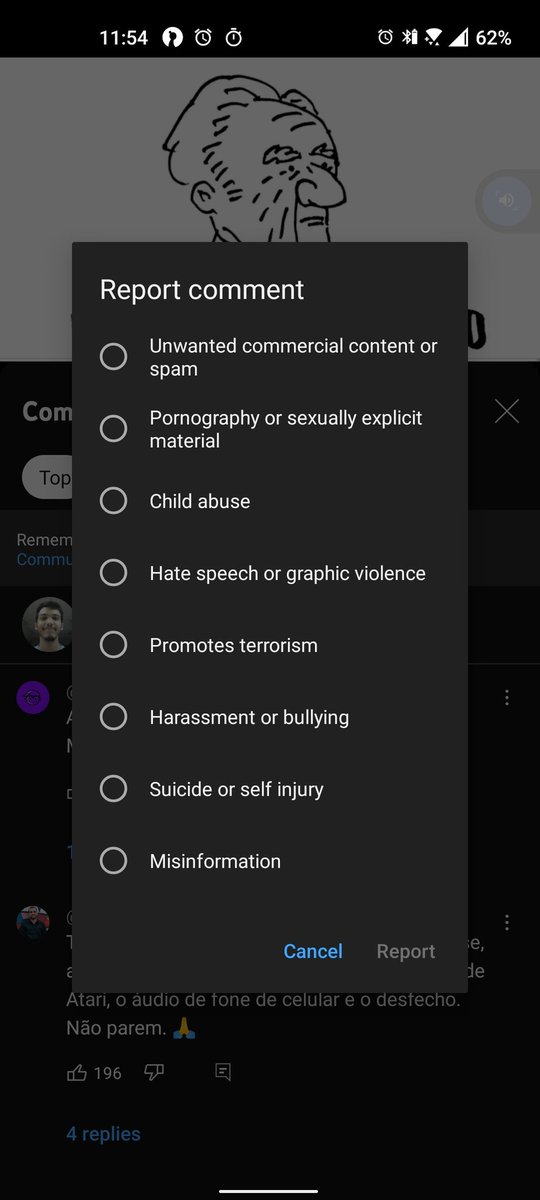 ygormutti's tweet photo. Quando o primeiro comentário do vídeo dá um spoiler que tira toda a graça do vídeo, reporta como o quê? https://t.co/qvQMZtWwrs
