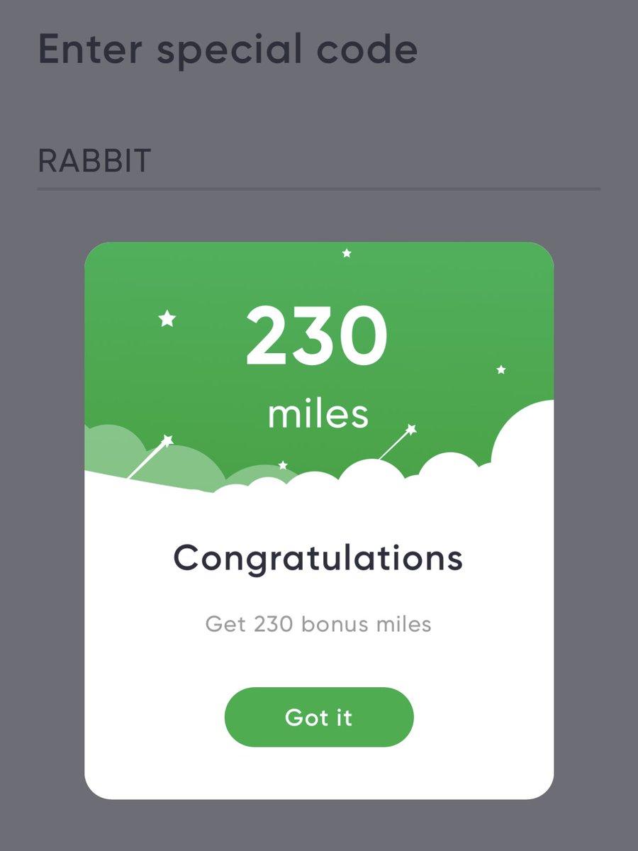 LordOfSavings's tweet photo. βοΈ Enter Code RABBIT on the Miles App for a free additional 230 Miles
#MilesApp | #Deal https://t.co/vbzyPb2gnr