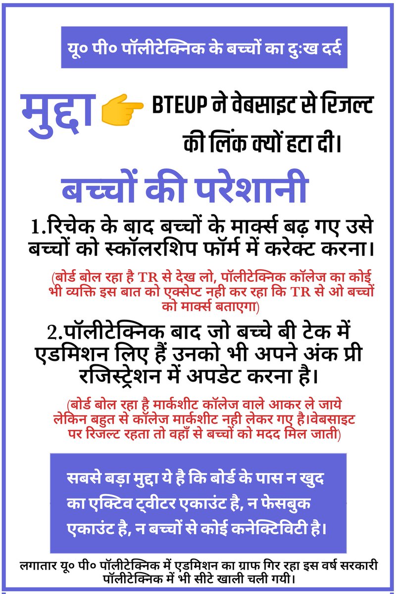 VivekKushawah15's tweet photo. @myogiadityanath @myogioffice @74_alok @ErAshishSPatel @aksharmaBharat BTEUP (यू पी पॉलीटेक्निक) इसकी महिमा अपरंपार https://t.co/Xl4RzwxhZ0
