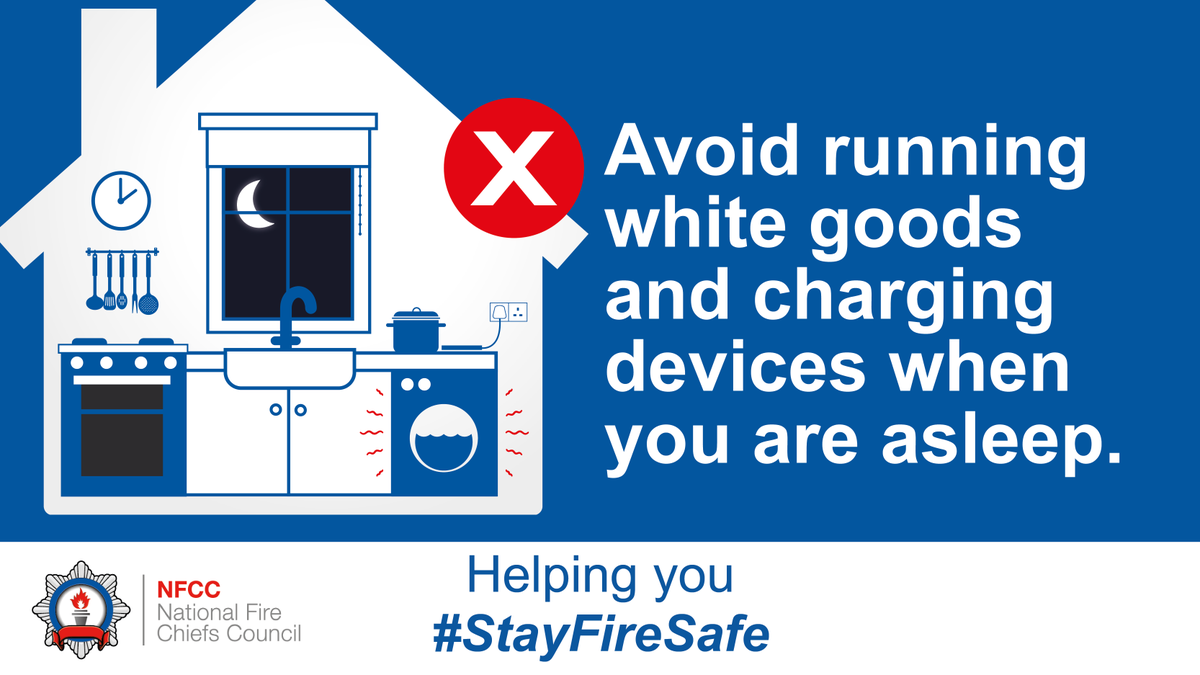 Please try not to run white goods unattended, or at night. 

If possible, avoid charging phones and other devices while you're asleep or out. 

For cost of living safety tips, visit wmfs.link/3Mr9D7N

#CostOfLiving #StayFireSafe