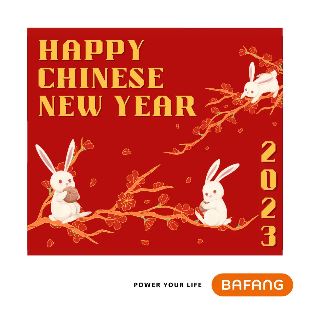 BAFANGElectric's tweet photo. Bafang would like to take this opportunity to wish all fans and customers a very happy Chinese New Year 2023!
We look forward to enjoying a prosperous Year of the Rabbit with you 🐰🎊
#Bafang #ChineseNewYear2022 #SpringFestival #PowerYourLife #EngineeredToMakeYouSmile https://t.co/Xy8qSYCcTz