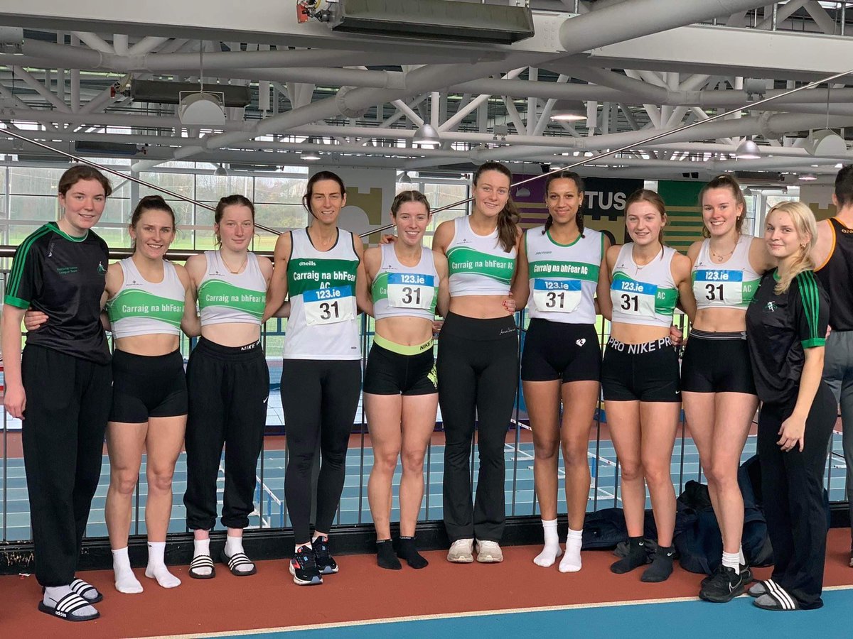 CnaBhfearac's tweet photo. 💥 SENSATIONAL NEWS💥
At the @irishathletics National League it is a brilliant 4th place overall for the Carraig women’s team &amp; a place in the Final on 11 Feb. 
Congratulations Rhona, Orla, Katie, Emma, Odhrna, Isobel, Lucy, Abbie, Caoimhe &amp; Aine. We are so proud of you all 🤩 https://t.co/gel0YJBtXd