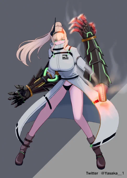 久しぶりのオリキャラデザイン!紅蓮二式みたいな巨腕で戦うヤツ好き#オリキャラは性癖の見本市 