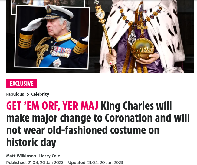 nomoremonarchs's tweet photo. Charles Windsor promised to 'modernise' the monarchy. Turns out that just meant wearing an unearned military outfit instead of a cosplay 18th century outfit. #distinctionwithoutadifference #coronation #MonarchyIsOutdated #NotMyKing #AbolishTheMonarchy https://t.co/KaM0F933iA
