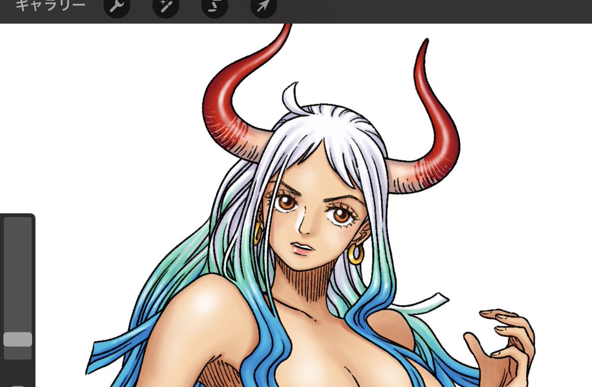 1girl ahoge blue hair breasts collarbone curled horns earrings  illustration images