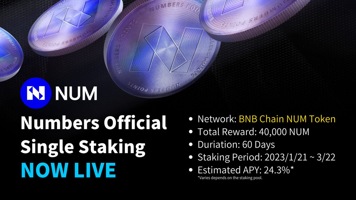 numbersprotocol's tweet photo. Exciting news to $NUM holders🫶
Our official fixed single staking pool is now live! 

🤓Network: BSC
⏳Duration: 60 Days
🤑Reward: 40K NUM
💰APY: 24.3% APY
⏰Start: 21/01/2023, 13:00 UTC

Staking NOW: https://t.co/ceD1Ltchac
Tutorial: https://t.co/lOJRvZzwuQ https://t.co/acvfSjm29V