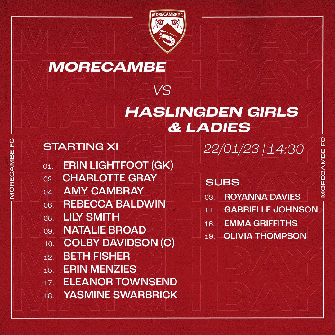 ShrimpsWomen's tweet photo. ๐ Today's starting XI to take on @Haslingden_C.
#UTS ๐ฆ | #MORvHAS https://t.co/vEQ2EJUrla