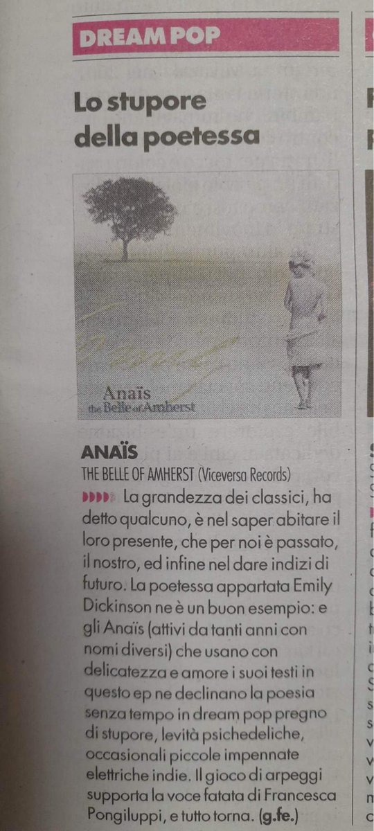 AnaisFra's tweet photo. Su @ilmanifesto una bellissima recensione del nostro nuovo disco in cui abbiamo musicato 8 poesie di Emily Dickinson #anaislaband #emilydickinson #thebelleofamherst #emilydickinsonmuseum https://t.co/1O9bL3kVzr