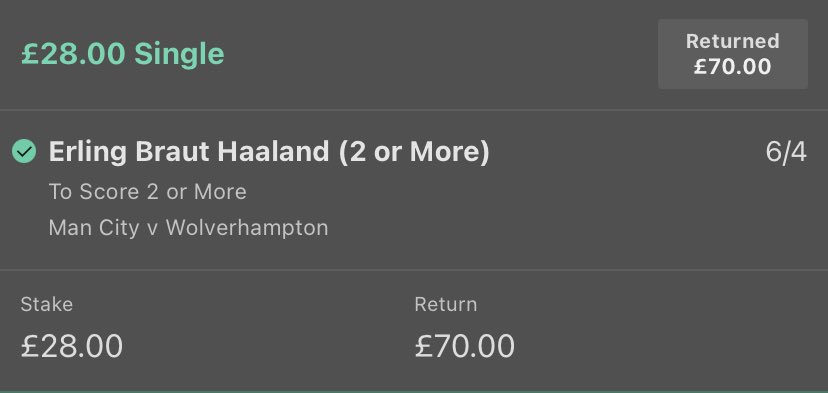 Never in doubt 🤑🔥 

Join free group now 🔥🔥#GamblingTwitter #FreeTips #ManCity  #Wolverhampton #Haaland #winners