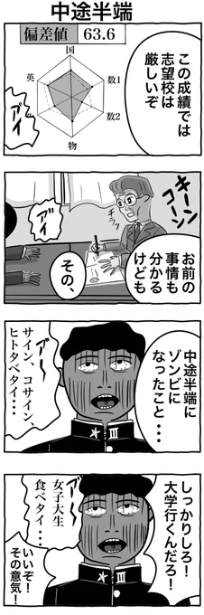 #1h4d
#4コマ漫画 
「中途半端」 
