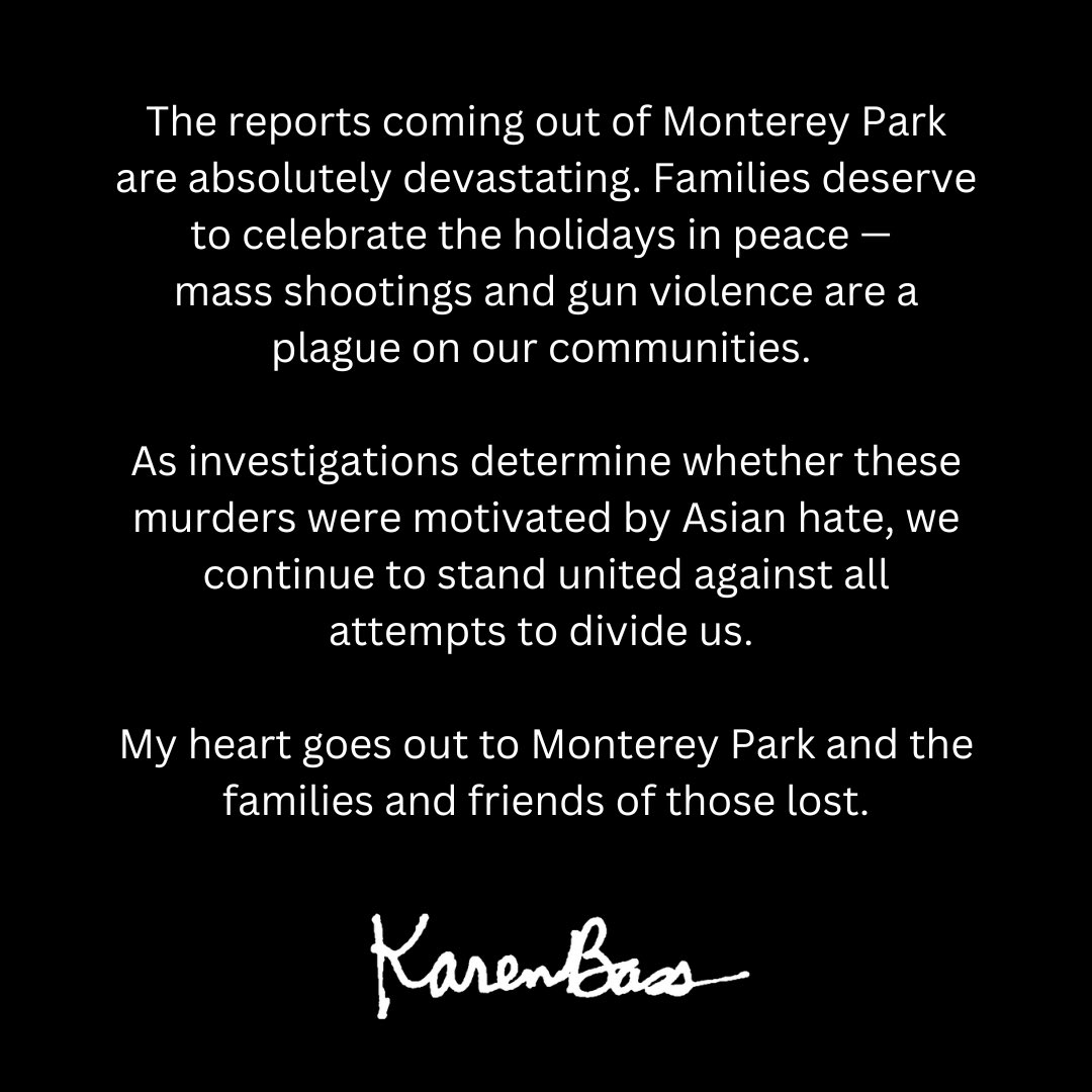 My heart goes out to Monterey Park and the families and friends of those lost.