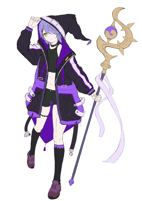 キャラデザ練習今日は「現代×魔法使い」をテーマに考えてた 