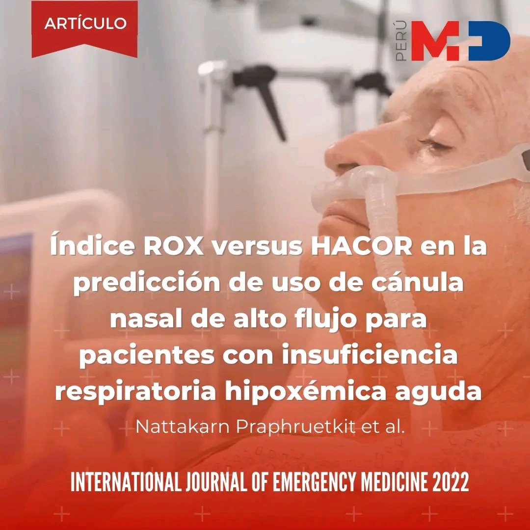#ARTICULO | Según un estudio comparativo realizado recientemente el ìndice ROX tuvo mayor utilidad que la escala HACOR en el pronóstico en pacientes con falla respiratoria hipoxèmica aguda.
Puede revisar el artículo original en el siguiente link: n9.cl/73maq