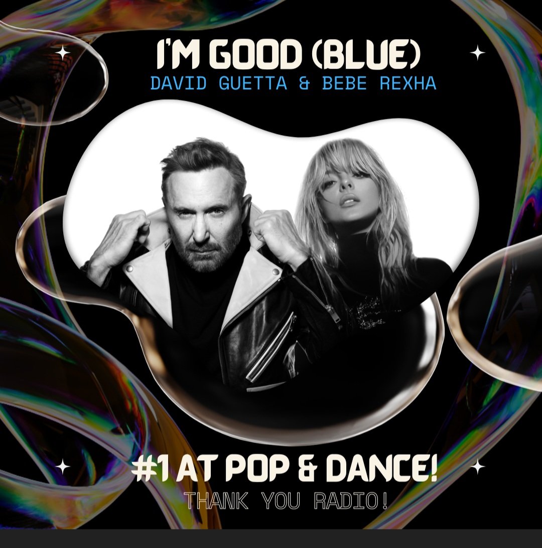 WarnerPromo's tweet photo. Congrats @BebeRexha @davidguetta &amp; thank you RADIO!! 💙☝️ https://t.co/78szIYmeOw