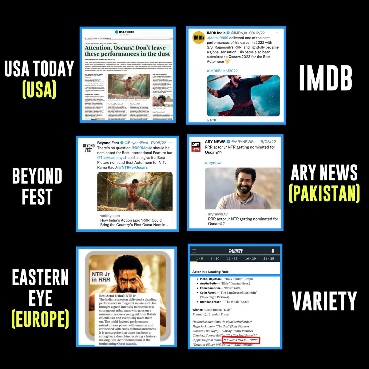 TrollNTRHaterzz's tweet photo. Thank You All Local, National International Media, Celebrities, Critic Choice Voters For Your Fabulous Support 🙏

First Indian Hero To Be Discussed About Oscar Consideration Across The World. The Pioneer - NTR 👑

This HIGH Is Enough For All @tarak9999 Fans 🙏🌊

#NTRGoesGlobal https://t.co/xXSHs0OOEc