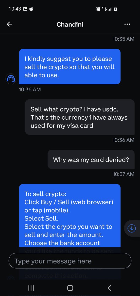 VatterJohn's tweet photo. So uhm, @CoinbaseSupport just told me to sell my crypto I have on their platform. https://t.co/JWtwnZD1Ah