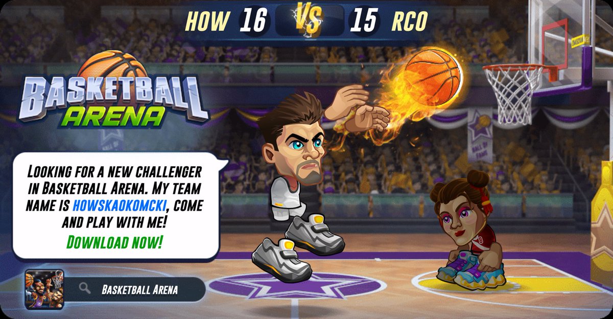 Anthozor's tweet photo. Looking for a new challenger in Basketball Arena. My team name is howskaokomcki, come and play with me! Download now! https://t.co/a5M2vVZR6Q #basketballarena @basket_arena https://t.co/ifsF1cwCro