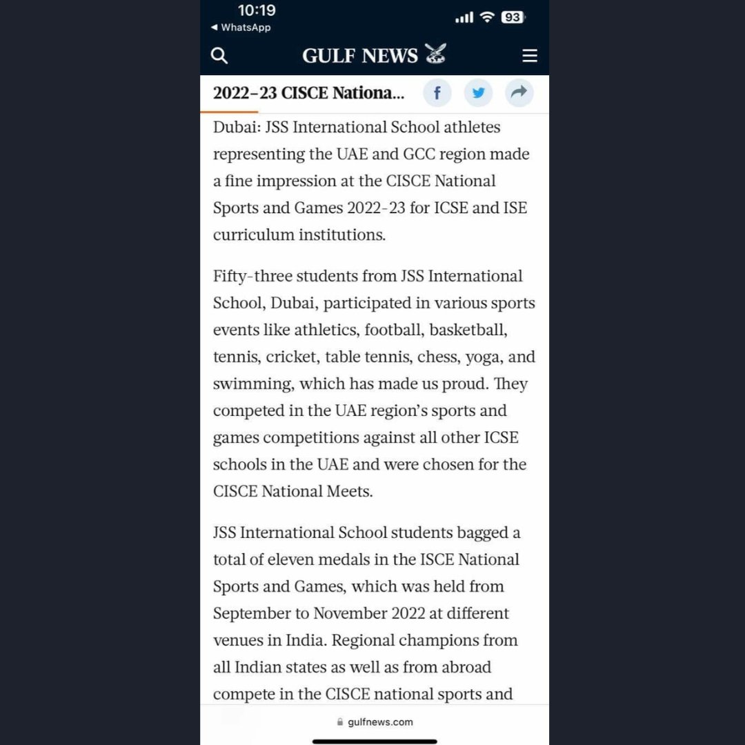 JssSchool's tweet image. JSS INTERNATIONAL SCHOOL, DUBAI excels in the 2022-23 CISCE National Sports and Games.#cisce #ICSE #ICSESchool #icse2023 #sports #nationalsports #KHDA #khdadubai @KHDA