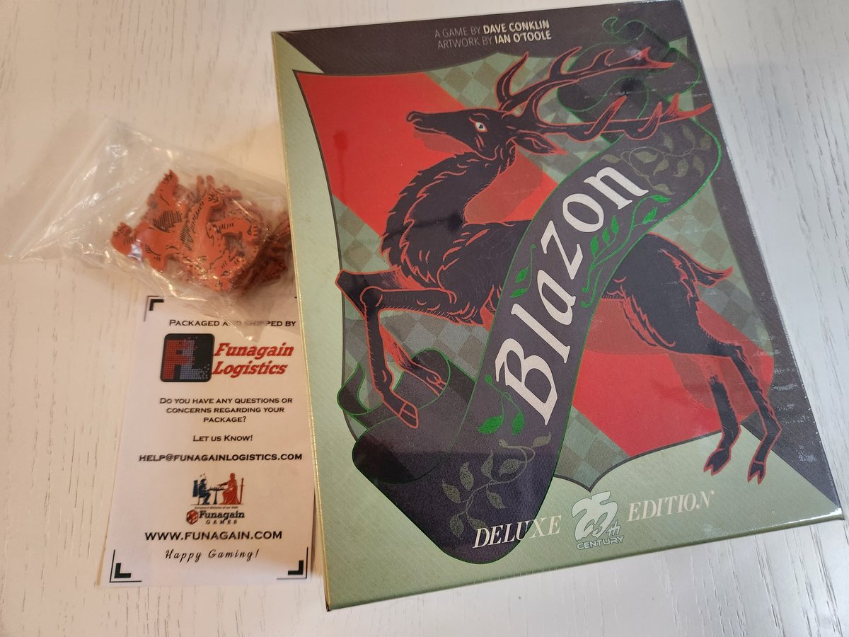 Sunday morning surprise! #Blazon is shipping! I'm excited for folks to finally get this in their hands and on their tables! <a href="/25thCG/">25th Century Games</a> <a href="/funagaingames/">Funagain Games</a>