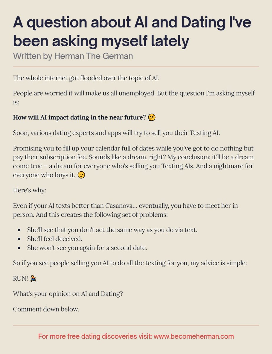 A question about AI and Dating I've been asking myself lately