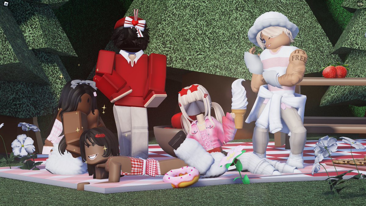 _SOS_ENT_'s tweet photo. MIDNIGHT PICNIC PHOTOSHOOT! 5 of our members are having a picnic, how cute! #SOSENT #MIDNIGHT #ROBLOXKPOP #ROBLOX https://t.co/YlAGobexWS