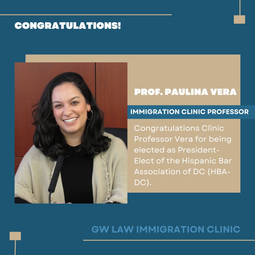 Congratulations Professor Vera for being elected as President-Elect of the @HBADC! #immigration #gwlaw #latinocommunity #latinolawyers #lawtina #hispanicbarassociation
