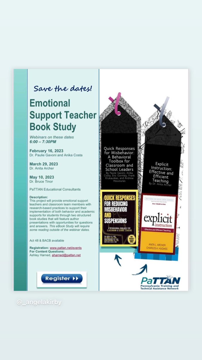 📢 CALLING ALL EDUCATORS <a href="/pattanupdates/">PaTTAN</a> is hosting FREE virtual PLC designed to support educators with tools to address unwanted problem behavior through effective teaching practices.Can’t wait to learn from the brilliant <a href="/DrPaulieGloves/">Dr. Paulie Gloves</a> @AnikaCosta <a href="/AnitaArcher/">Anita Archer</a> <a href="/BruceTinor_IES/">Bruce Tinor</a>