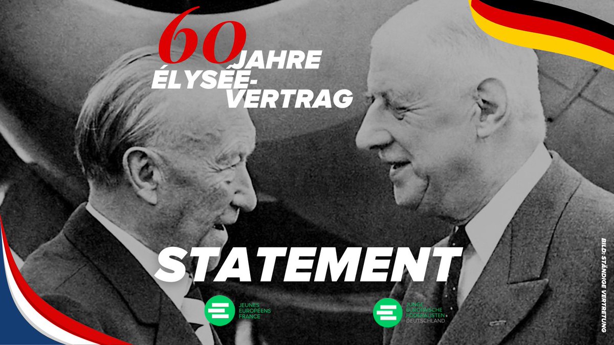 Statement der <a href="/JeunesEuropeens/">Les Jeunes Européens - France</a> und <a href="/JEF_de/">@jef-deutschland.bsky.social</a> anlässlich des Jubiläums des Élysée-Vertrags: bit.ly/3XKTKxm