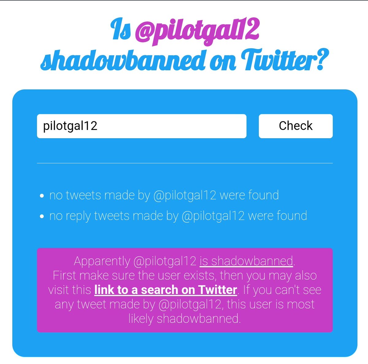 PilotGal12's tweet photo. @catturd2 Unfortunately, I'm still shadow-banned. @elonmusk - it's been years. Can you help?? https://t.co/uiGvcOTTrV