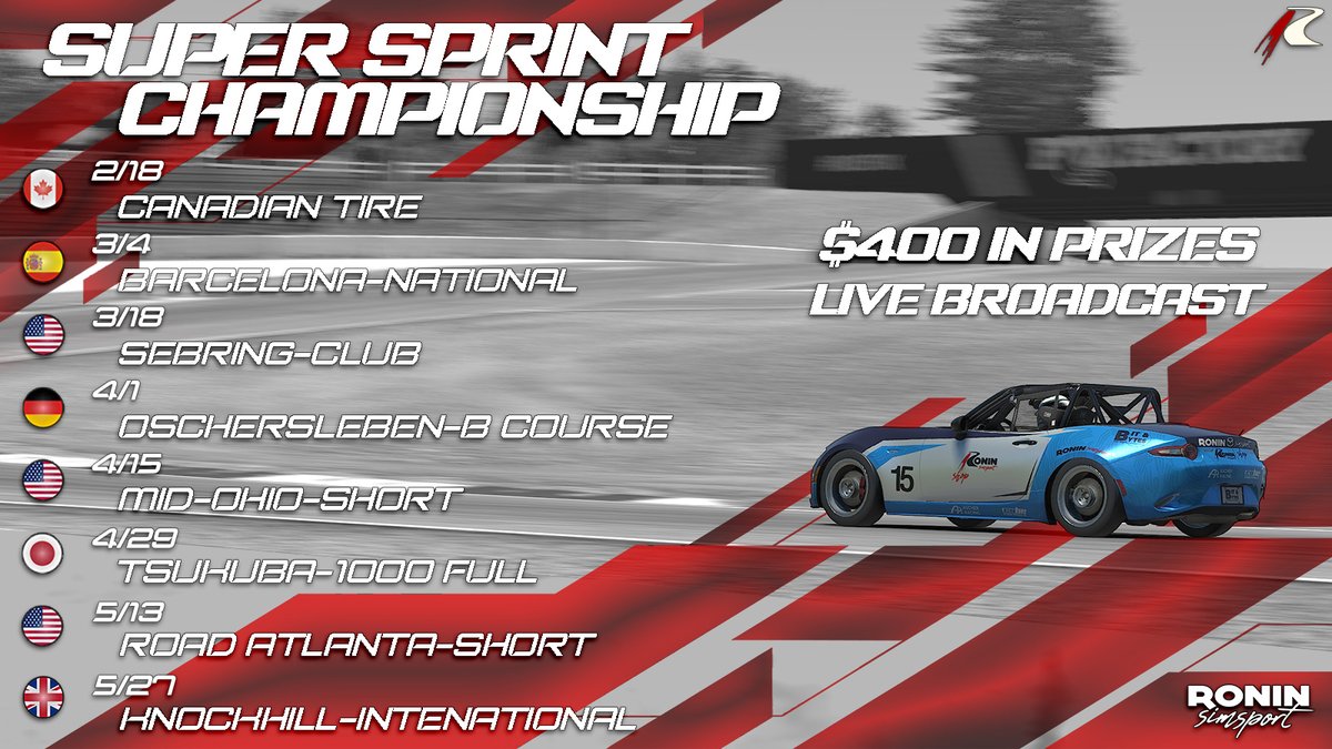 MX5_SuperSprint's tweet image. 🚩 🏁 SEASON 2 SIGNUPS OPEN  🏁 🚩 

This season is shaping up to be even better than our first! More races, bigger prizes, live broadcast... expect the racing to be epic!!!!

Discord:   discord.gg/gUa4gBhsDr
Registration: forms.gle/TzUfGYrq7xUrQw…

See you on track!!!!  💪💪