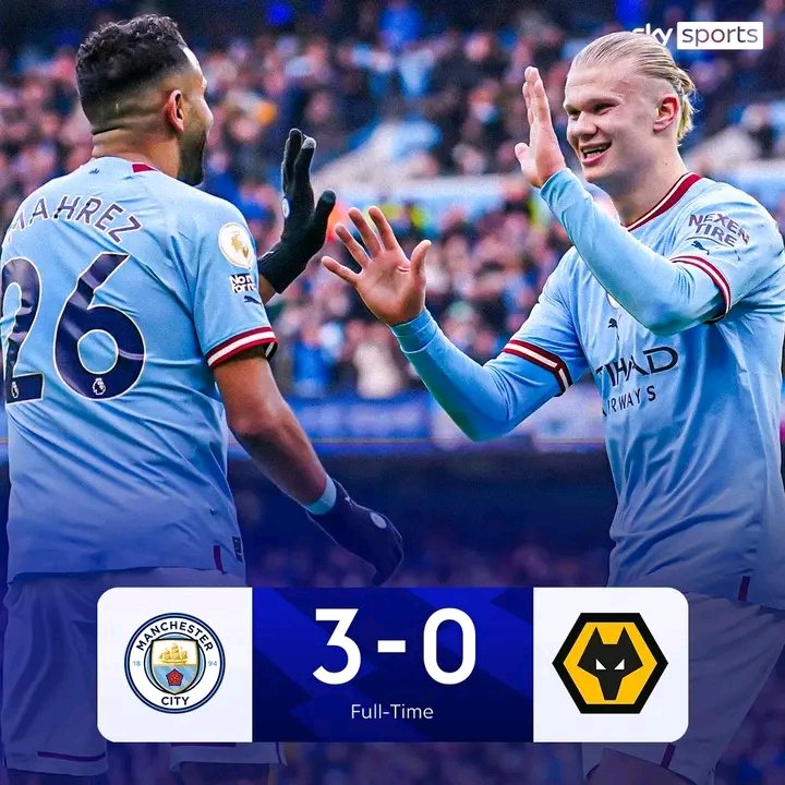 agmtvug's tweet photo. A hat-trick for Erling Haaland! He's now scored TWENTY-FIVE Premier League goals 👏😳 @erling @ManCity @premierleague #MCIWOL #AGMSports #AGMUpdates https://t.co/PKaBTC0Ltl