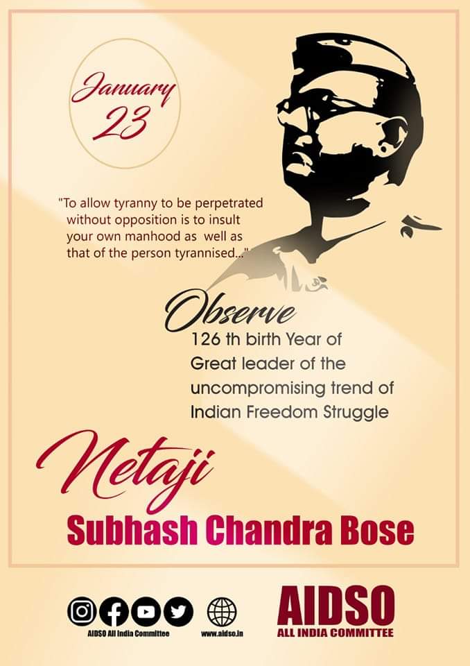 PrasadKVelayud1's tweet photo. January 23 Observe 126 th Birth Year of Great Leader of the "Uncompromising" Trend of Indian Freedom Struggle.
#NetajiSubhasChandraBose
#IndianFreedomFighters #IndianFreedomStruggle #Netaji125
#Indiaindependencemovement. https://t.co/kYoVbSebgW