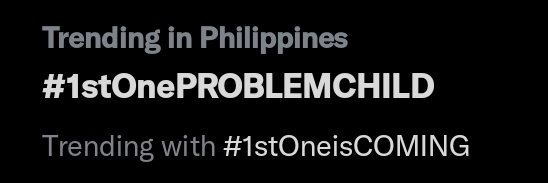 FOR. ONE! Let's keep the hype! We're now on the trending list! 🫶🏻

We are PROBLEM CHILD 
<a href="/1stoneofficial/">1ST ONE</a> #1stOne #1stOnePROBLEMCHILD #1stOneisCOMING