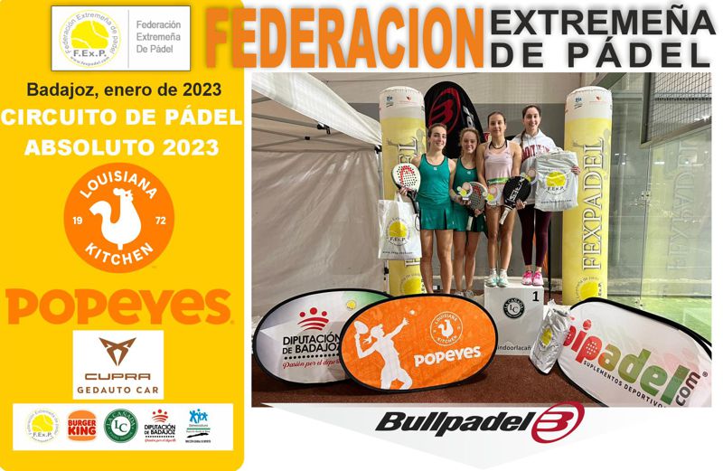 ✅FINALIZÓ CON ÉXITO LA 1ª PRUEBA DEL CIRCUITO ABSOLUTO POPEYES TROFEO CUPRA LEÓN EN PADEL INDOOR LA CAÑADA BADAJOZ 2023

🙌Enhorabuena a todos los campeones y finalistas.

📸📝Podéis ver la noticia y las fotografías del evento aquí: bit.ly/3kCzVdd