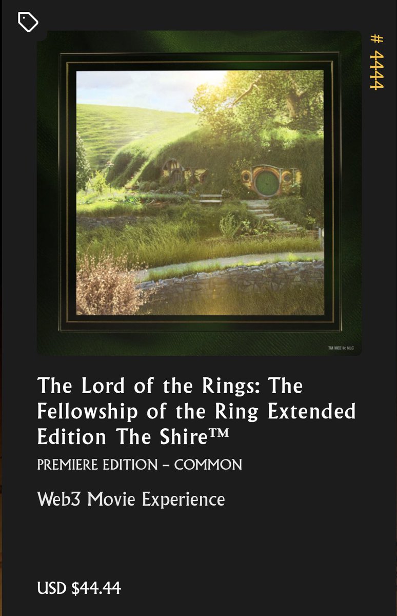 BungJawstin's tweet photo. If we talking mint numbers, lemme just throw this one out there right quick:
#4444 for $44.44 over at @EluvioInc @WarnerBrosNFT #LoTR #PumpMyOwnBag ๐ฌ๐ฌ๐ฐ๐ฐ #MintNumbersMatter #Collectar #Flippar #Colleptar ee ee ee https://t.co/zX55mDBnUX